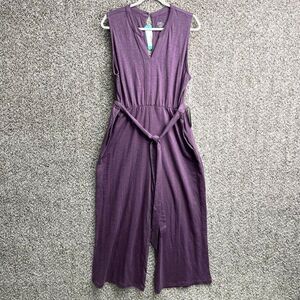 Market & Spruce Jumpsuit Women's XXL Paulie Slub Purple30 Waist Tie Cropped NWT